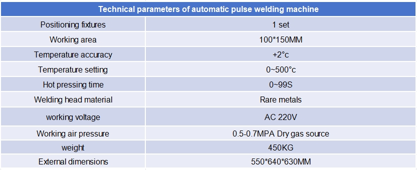 Technical parameters of automatic pulse welding machine